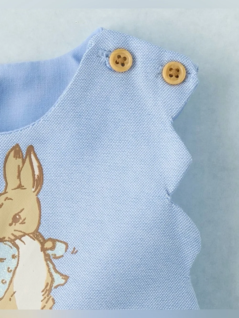 Peter Rabbit Glitter Scalloped Chambray Dress 12-18M NWT